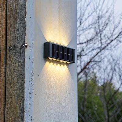 Outdoor Wall Lamp Garden Patio Ambient Light 1pc Warm Light 6LED Solar LED Wall Lights New Up and Down Illuminated Wall Light