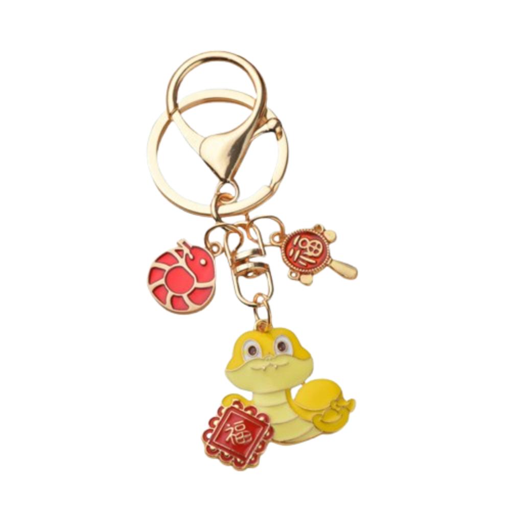 Wealth Snake Year Keychain Chinese Style Cartoon Snake Pendant New Year Key Ring  Year of Chinese