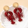 Women's Earrings, Creative and Exaggerated Red Lobster Shell Earrings, Suitable for Parties, Vacations, or As a Gift
