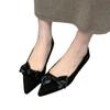 Miyou neues Produkt, spitzes Wildleder, niedriger Absatz Temperament Einzelne Schuhe, Schleife 2025 Herbst neue vielseitige Pendlerschuhe