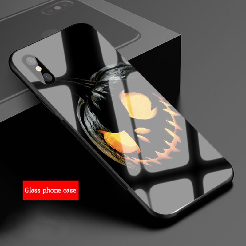 pumpkin Tempered Glass Phone Case For iphone 12 11 Pro Max 5 6 7 8 PLUS X XS XR XSMax Shell 12Pro Cover Shell
