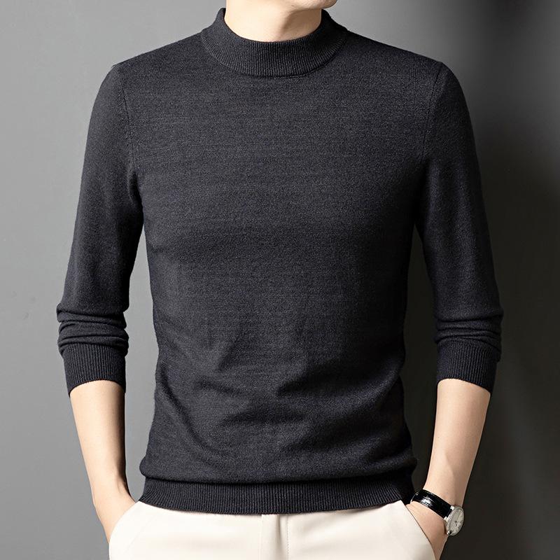 Spring and Autumn Men's Semi-turtleneck Sweater High-end Casual Versatile Business Men's Bottom Shirt