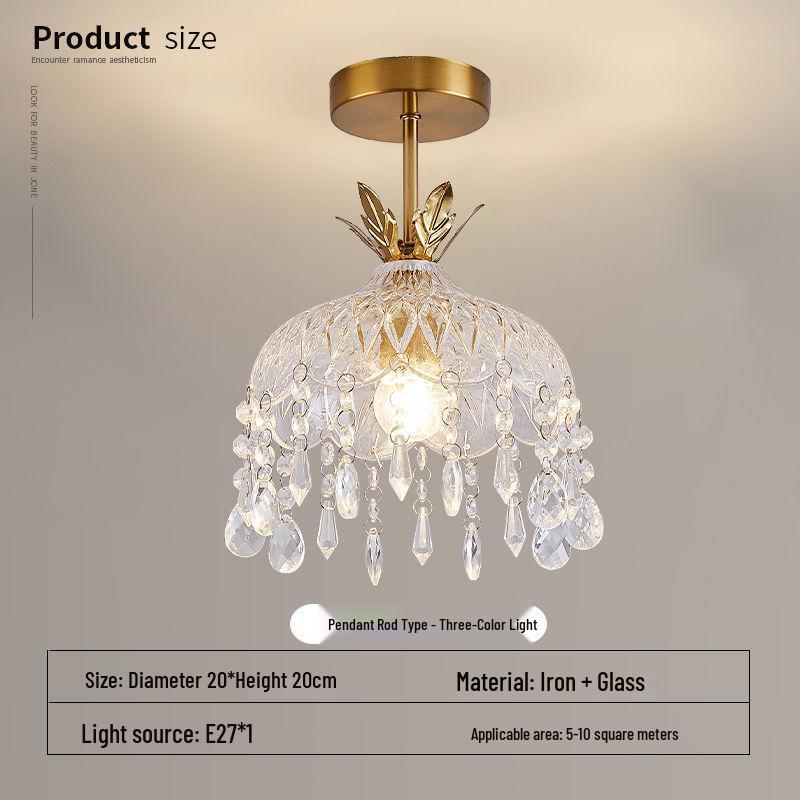 Vintage French Crystal Pendant Light for Entrance, Hallway, Balcony, Bedside, and Bar