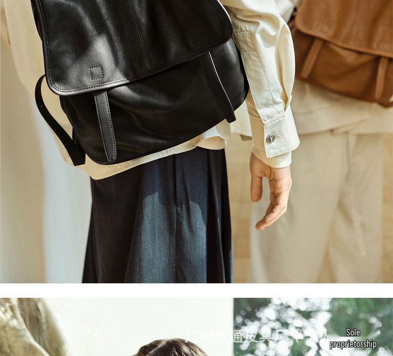 Qiu Zhen Retro Genuine Leather Large Capacity Backpack Tote & Shoulder Handbag