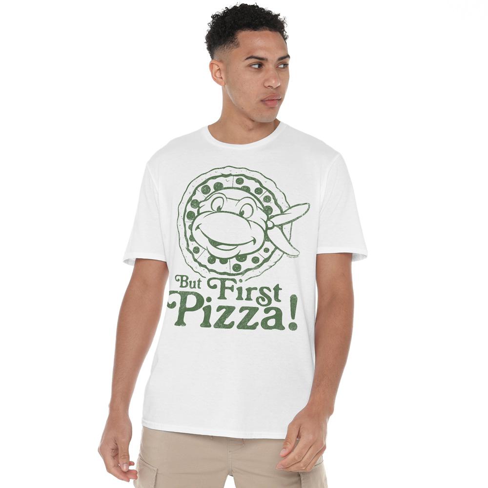 Teenage Mutant Ninja Turtles Mens But First Pizza T-Shirt