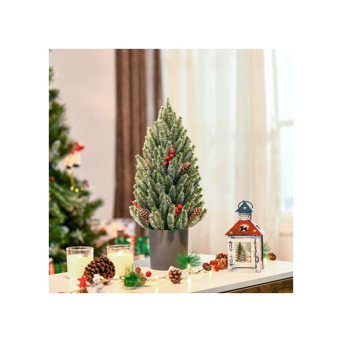 HOMCOM Sapin de Noël artificiel Sapin de Noël de table 170 branches Motif neige Matériau PE PVC Ø27 x 47 cm