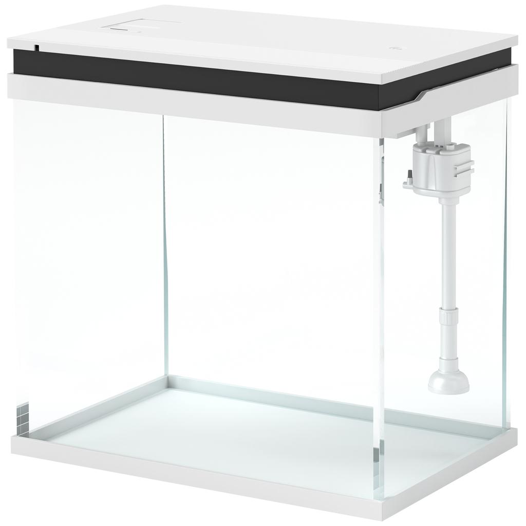 26L Goldfish Aquarium with LED Lights, Filtration System and Water Pump, 38x26x38 cm, White