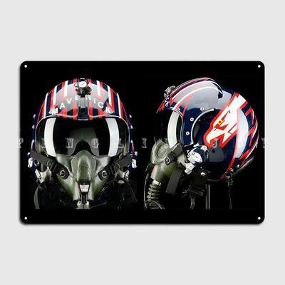 Top Gun Maverick Helmet Metal Sign Garage Room Wall Decoration Cinema Living Custom Tin Vintage Home Bar Cave Classic Plaques