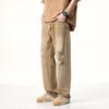 Straight Fit Thin Summer Spring Micro-ripped Moth Yellow Wide-leg Denim Trousers