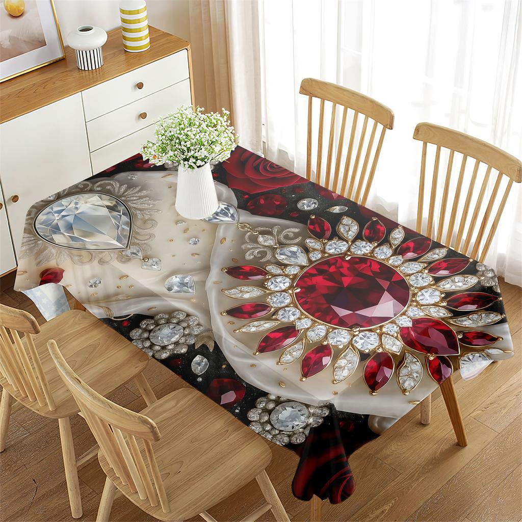 New Dining Table Cloth Tablecloth Waterproof Valentine's Day Red Rectangular High-end Decorative Tablecloth Holiday