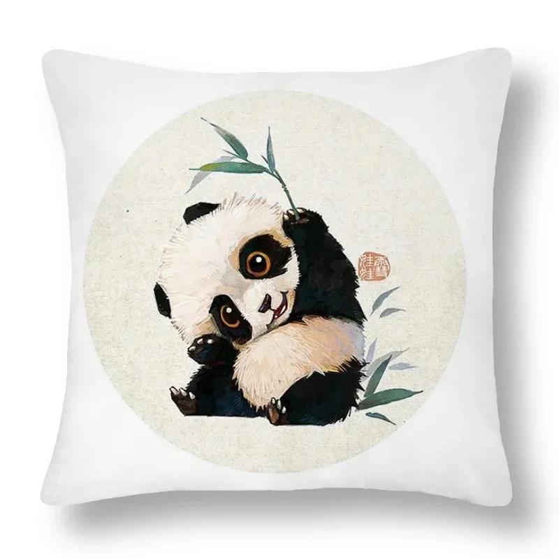Cartoon Animal Panda Lion Pattern Cushion Cover Pillowcase Home Bedroom Living Room Sofa Car Decorative
