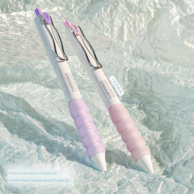

Ручка для снижения нагрузки Dongmi Красивая декомпрессионная нажимная ручка Двойные бусины CS Пишущий узел Студенческая экзаменационная быстросохнущая гелевая ручка Черная ручка Mountain Cherry Blossom + Orchid Purple 0.5mm