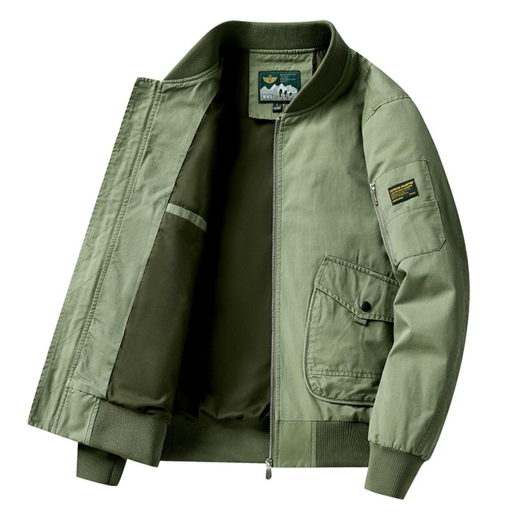Spring New Washed 100% Cotton Men's Aviator Jacket Fashion Casual Baseball Bomber Jacket Streetwear for Men