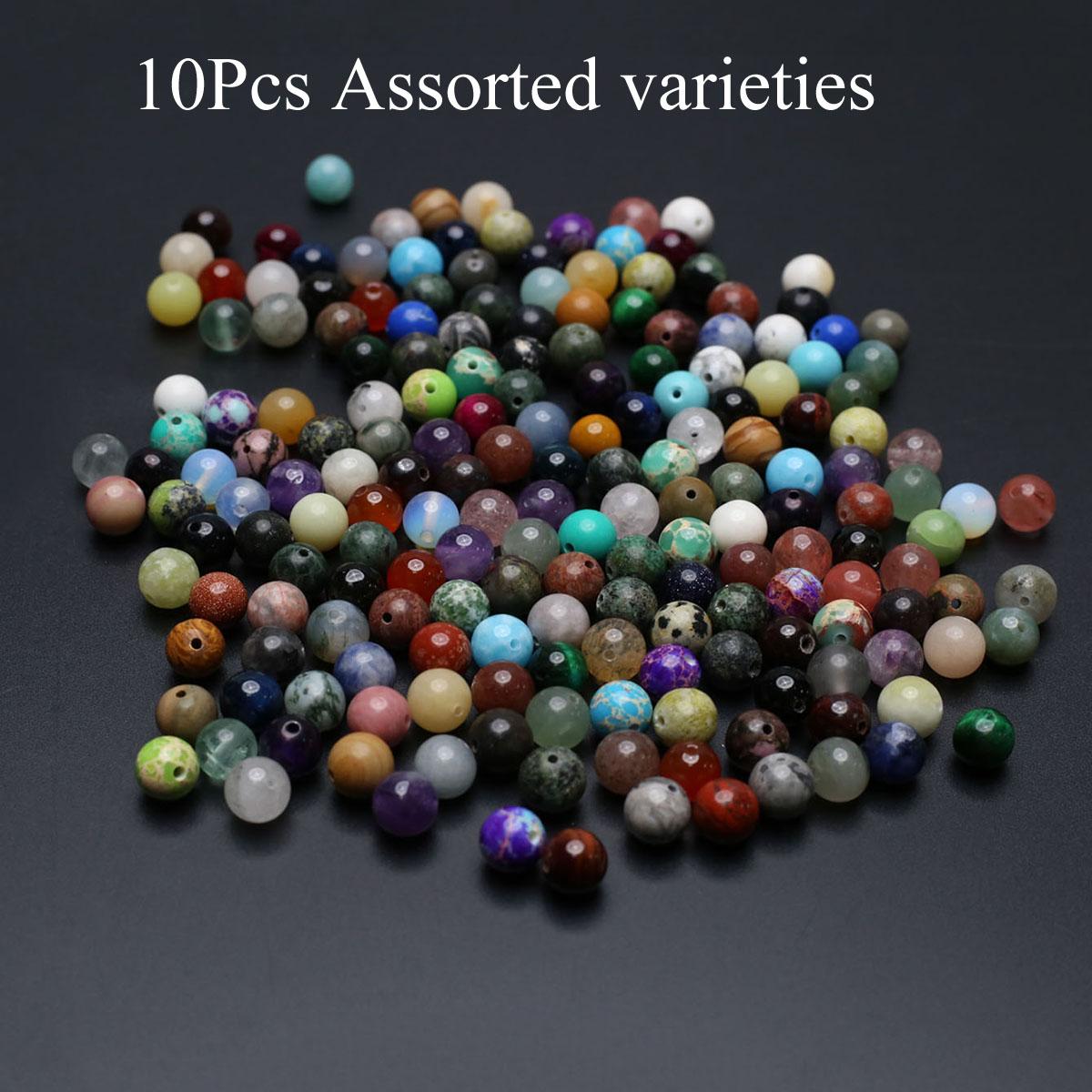 

10 шт./упак. бусины из натурального камня с отверстием, круглые бусины из полудрагоценного камня для изготовления ювелирных изделий своими руками, ожерелья, браслеты, серьги, аксессуары 8 мм 8mm-10Pcs