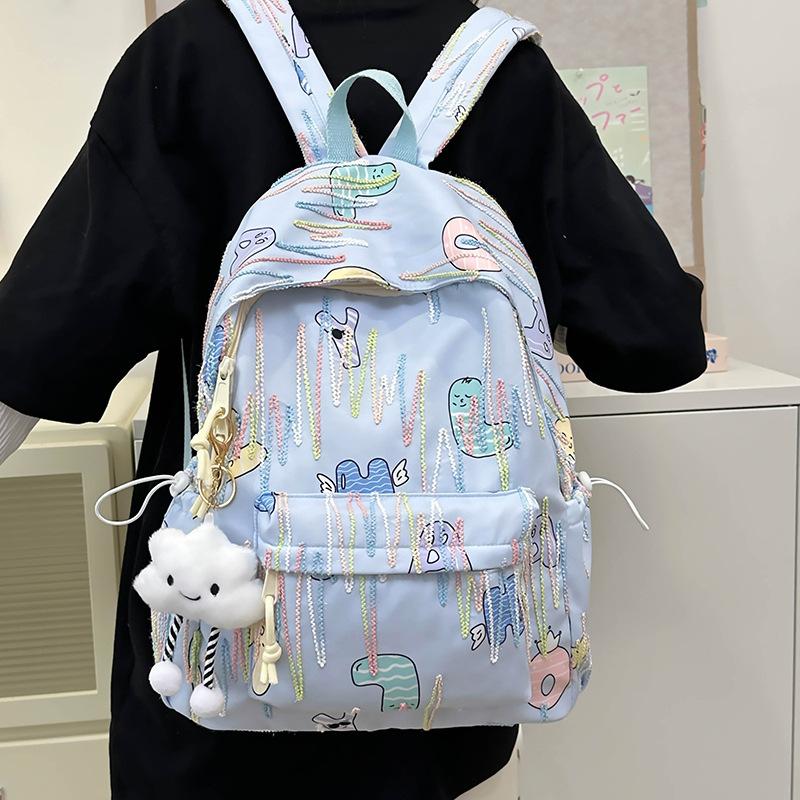 Schoolbag Girl's High Value Ins Wind High Capacity Junior High School Students Simple and Lovely Campus Backpack.