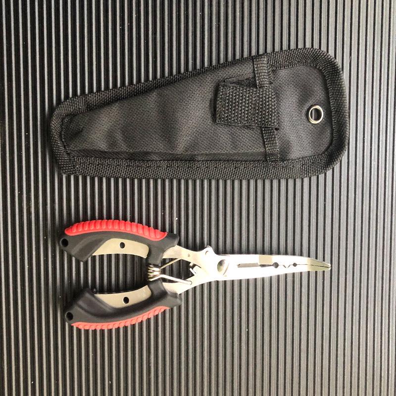 Edelstahl Angelzange - Gebogene Spitze, Schnurschneider, Hakenlöser, Rutschfester Griff, Multifunktionales Werkzeug mit Fangriemen.