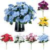 5 Forks Begonia Artificial Flower Multicolor Silk Petals Simulation Flower Bouquet Green Leaves Photo Props Faux Flower