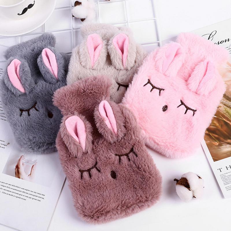 Winter Hot Water Bottle Reusable Hand Warmer Stress Pain Relief Detachable Plush Soft Cozy Cover Cute Fleeced Hand Warmer