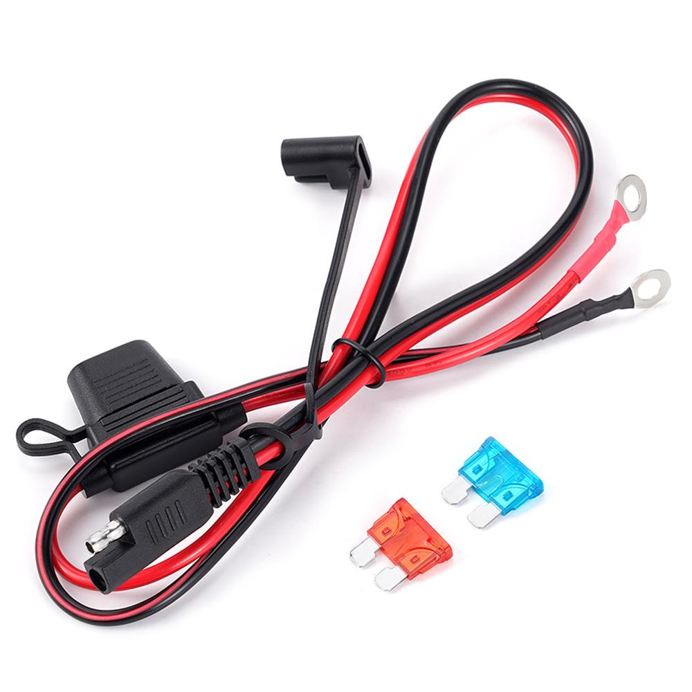 1 Satz 2-poliger Schnelltrennstecker zum O-Anschlusskabelbaum plus ein 10-A-Sicherheitsstück; Ein 15A Sicherheitsfolien-Solarmodul für Motorräder