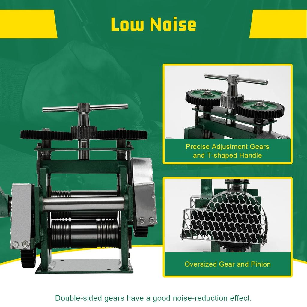 Portable 3 In 1 Manual Jewelry Rolling Mill Machine 120 Mm Adjustable Press Thickness for Gold Silver Copper Aluminum, Green