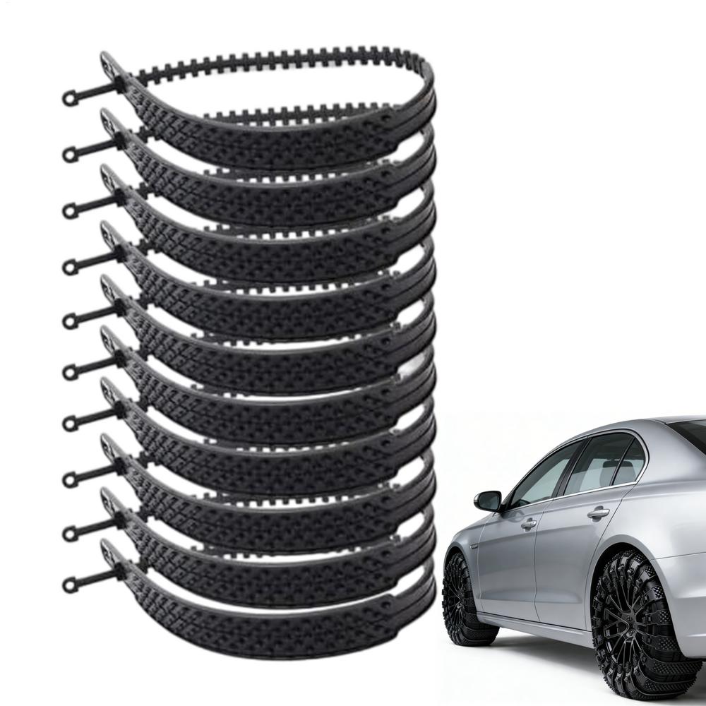 10pcs Universal Emergency Snow Chains For Cars, Quick Installation Anti-Skid Tire Traction For Snow & Ice Traction Aid чёрный