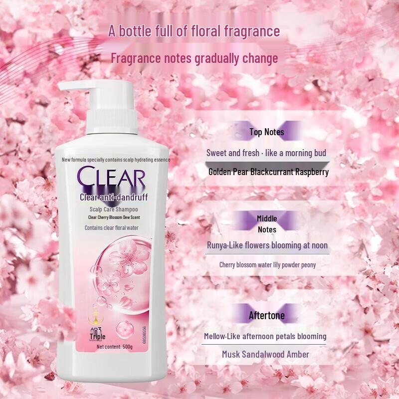 Clear Anti-Dandruff Cherry Blossom Shampoo 3-Pack