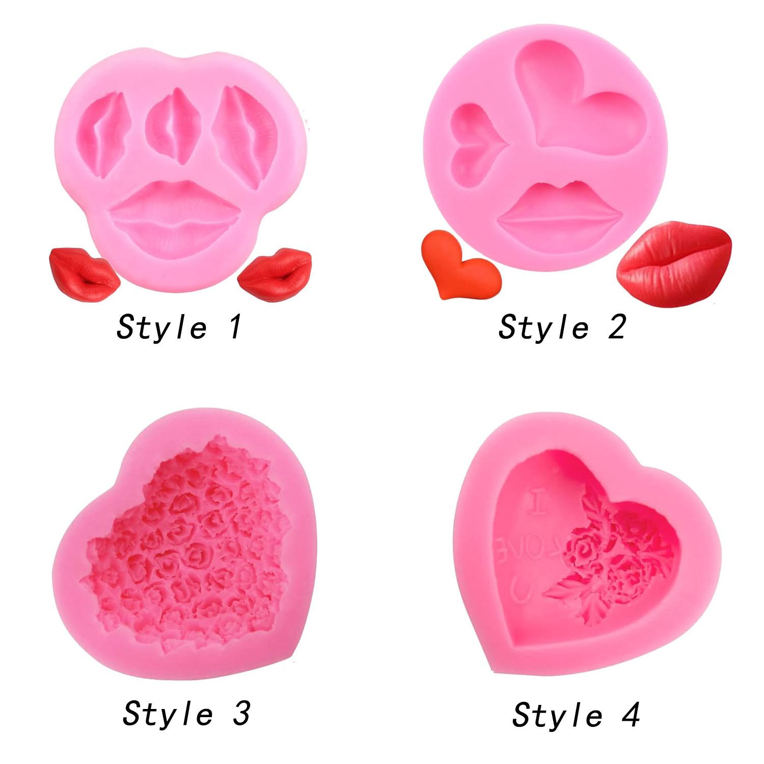 

Тема Дня святого Валентина Силиконовая форма для шоколадных конфет для торта, кексов, поделок из полимерной глины - Губы, Роза, Сердце, ЛЮБОВЬ, Точка style1 розовый