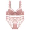 New Women Lace Flowers Embroidery Lingerie Set Sexy Hollow Thin Cup Push Up Bra Summer Comfort Underwear Adjustable Strap Bras