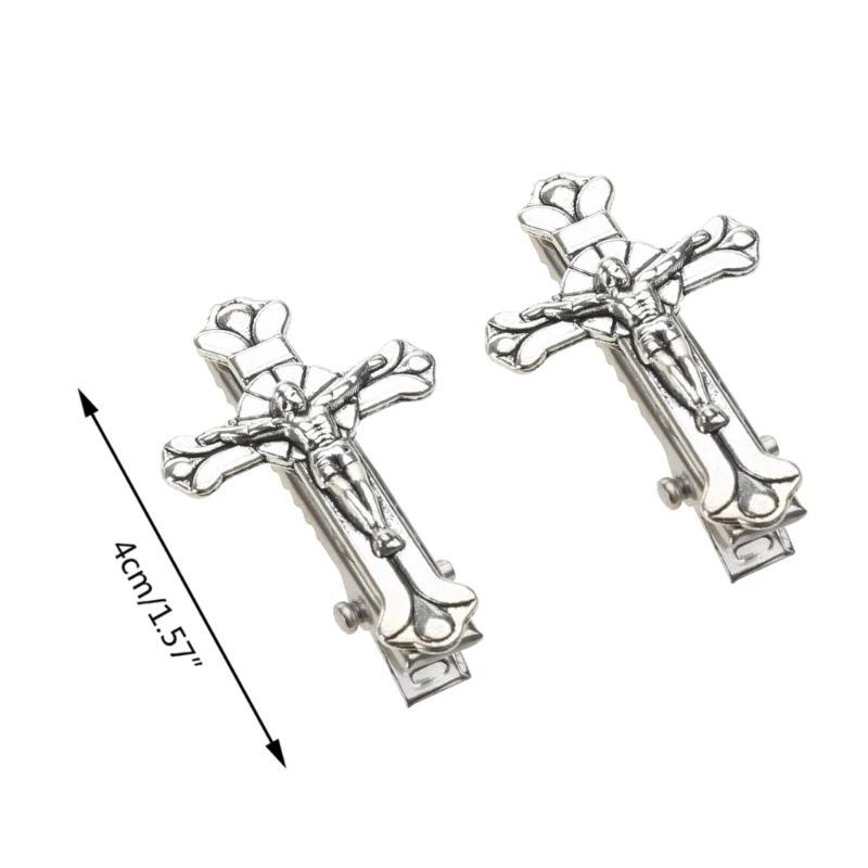 Lot de 2 barrettes à cheveux style punk, style croix, tendance, décoratives pour Halloween, pour cosplay