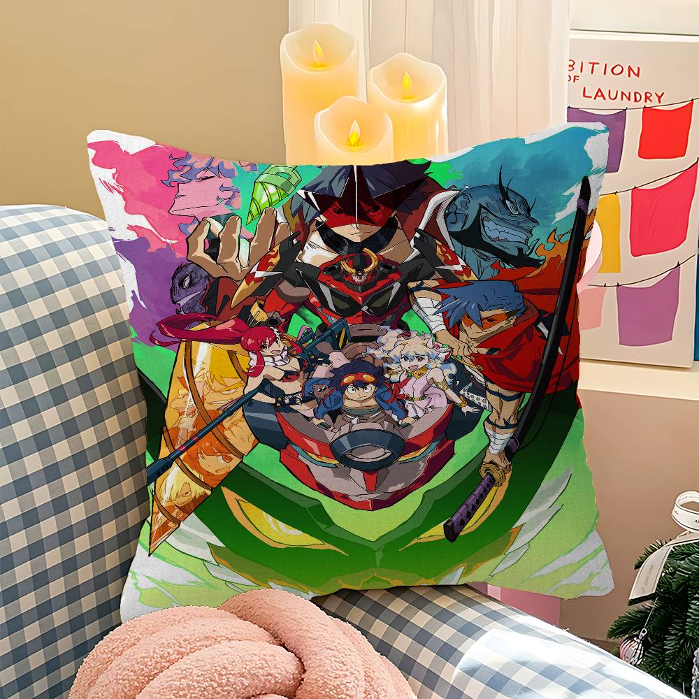 

Anime G-Gurren Comics Lagann Pillow Gift Home Office Decoration Pillow Bedroom Sofa Car Cushion CoverPillow Case 12x12Inch
