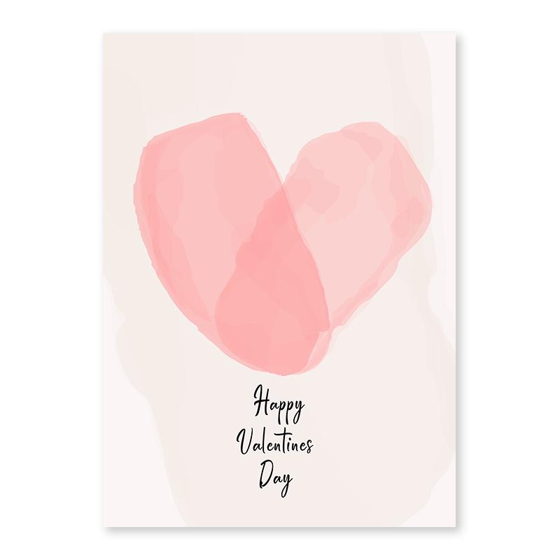 Valentine's Day Pink Heart Wall Art Simple Nordic Canvas Painting Boho Holiday Gift Ladies Poster For Living Room Decoration