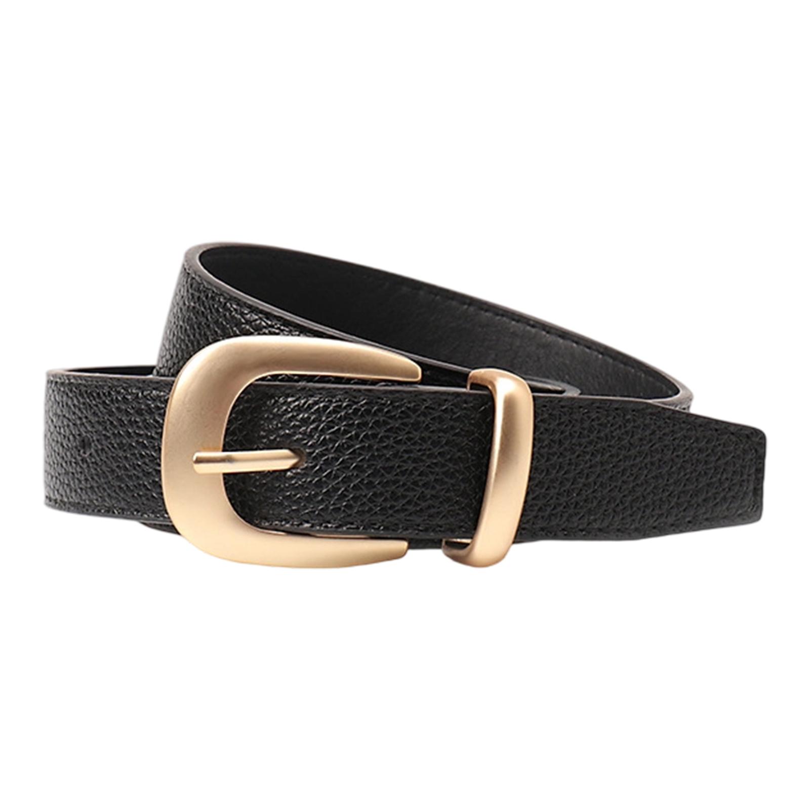 

Fashionable Adjustable Jeans Belt For Women Durable Faux Leather with Gold Buckles Everyday Styling чорний