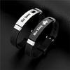 Pulsera de Acero Inoxidable para Hombre y Mujer, Pulsera de Moda Rey Reina, Longitud Ajustable, Pulsera de Silicona, Joyería