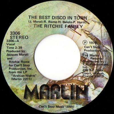 7inch Record RITCHIE FAMILY  The Best Disco In Town 3306 Marlin 1976 US SoulFunk Used