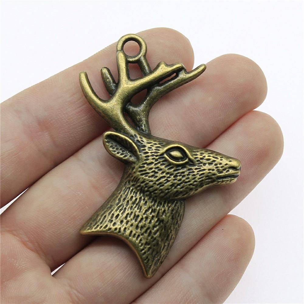 10pcs  Charms Christmas Deer Sika Antique Bronze Silver Color Pendants Making DIY Handmade Tibetan Silver Color Jewelry