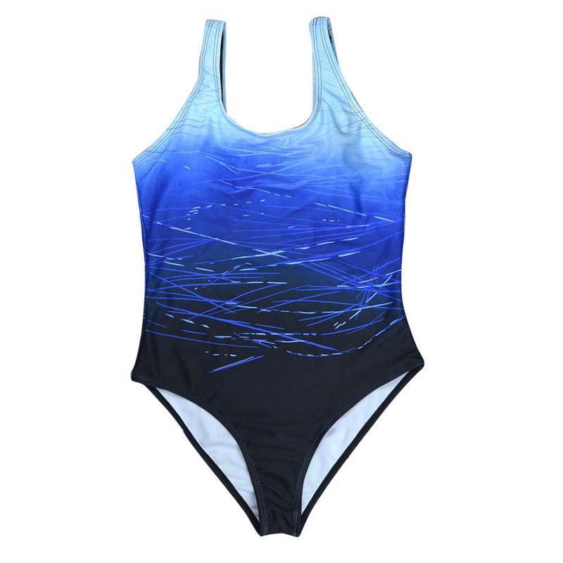 Stylish Women's Summer Halter One Piece Back Cross Swimsuit Bikini In Vibrant Gradient Plus Print