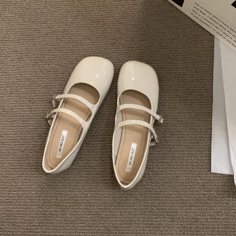 Fashion Bailamos Womens Flats Casual Lace-Up Square Toe Retro Flats Low Heels Mary Janes Shallow Leisure Shoes Ballet Shoes Mujer