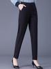 Women's High-Waisted Slim Khaki Pants - Plus Size, Straight Fit, Casual for Spring & Autumn, Middle-Aged