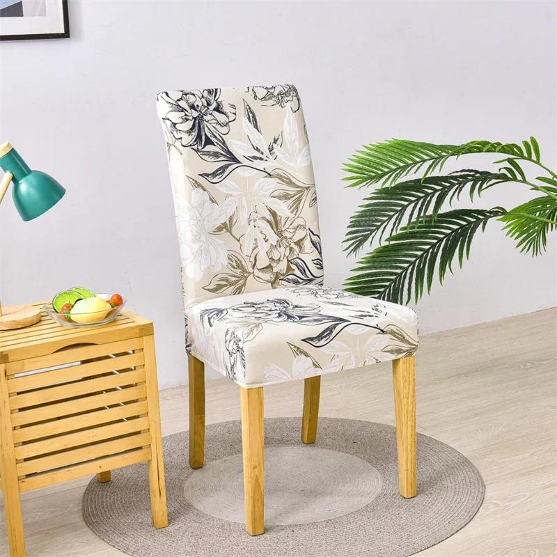 Dining Chair Covers Floral Printed Chair Slipcovers AntiDirty Seat Protector For Banquet Wedding Kitchen 1/2/4/6Pcs Elactic