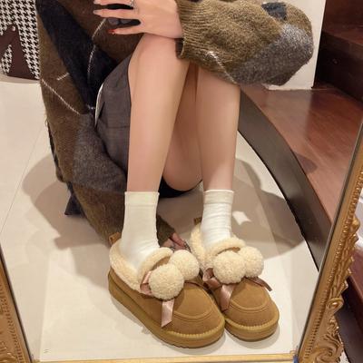 Chaussures à plateforme Boken pour femmes automne et hiver 2025 nouvelles mocassins à une pédale en velours chaussures moelleuses en forme de haricot chaussures en coton Boken