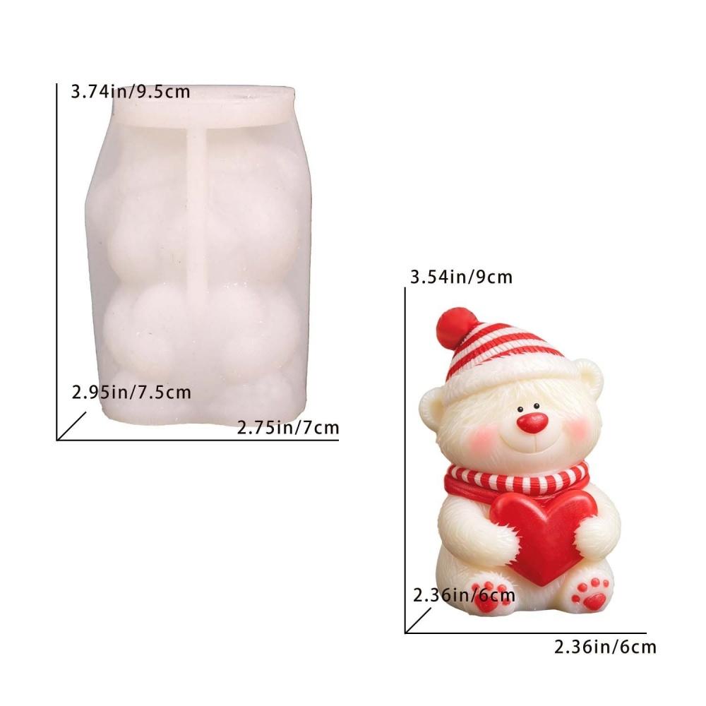 DIY Couple Bears Silicone Candle Mold Valentine's Day Handmade Gifts Aroma Gypsum Molds Home Decoration Crafts Making