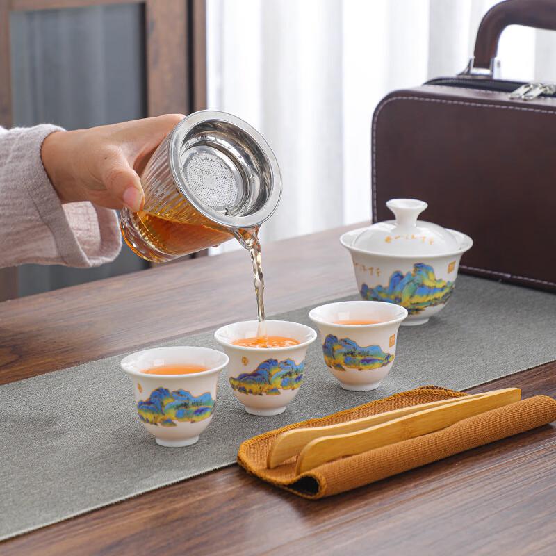 Mutton-Fat Jade Porcelain Travel Tea Set