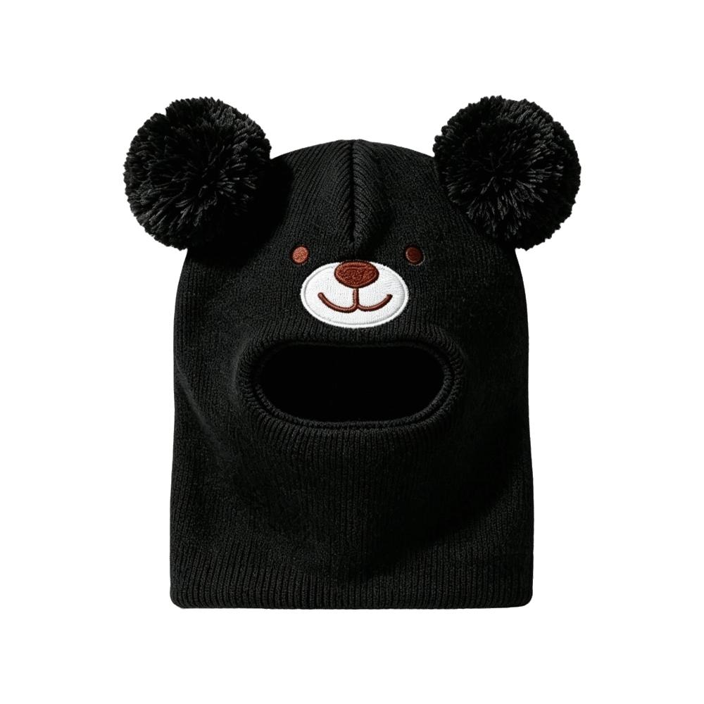 Cartoon Bear Kids Winter Hat Double Pom Poms Bear Headscarves  Winter Wear