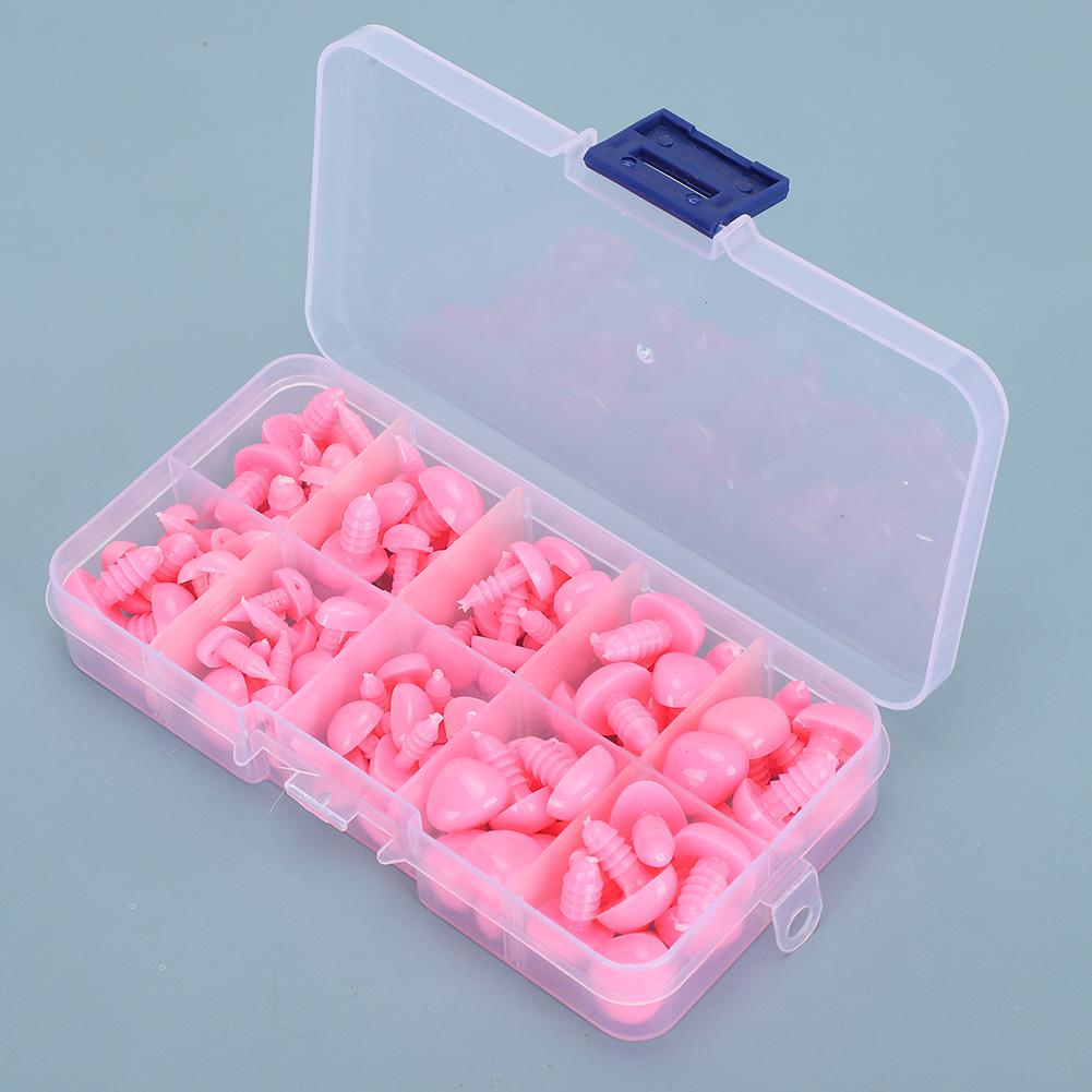 100 Stück DIY Puppennase Schwarze Bohnenform Schraube Handgefertigtes Handwerk Lernspielzeug Zubehör Handwerk(Rosa )