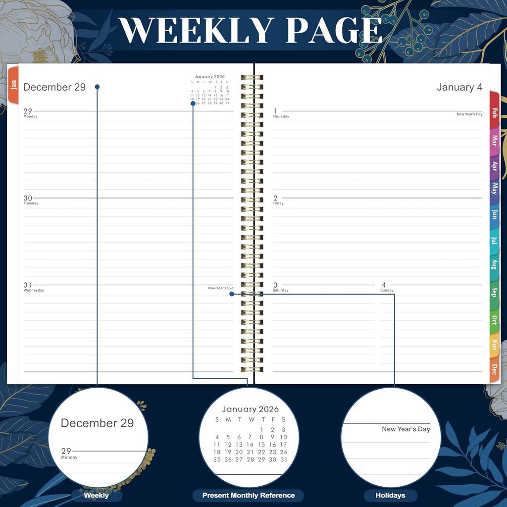 2026 Planner - 2026 Planner Weekly and Monthly, 2026 Calendar Planner, Jan 2026 - Dec 2026, 8.5" x 11", Monthly Tabs, Twin-Wire Binding, Holidays,