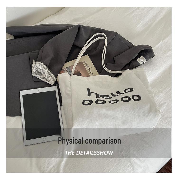 Women's Large Capacity Canvas Tote Bag - Summer Versatile Single Shoulder Bag with Letter Print