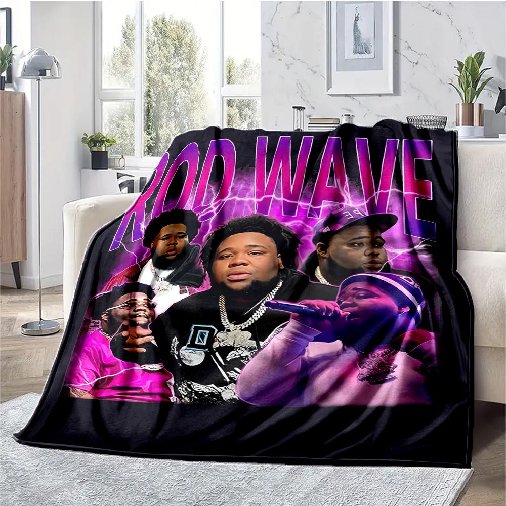 Rod Wave Theme Printed Blanket - Perfect for Couch, Bed, Travel & Outdoor Use | Machine Washable, Cozy & Durable.