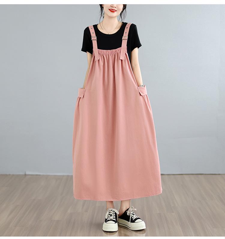 Sleek Summer Korean-Style Plus-Size Spaghetti Strap Overalls Dress
