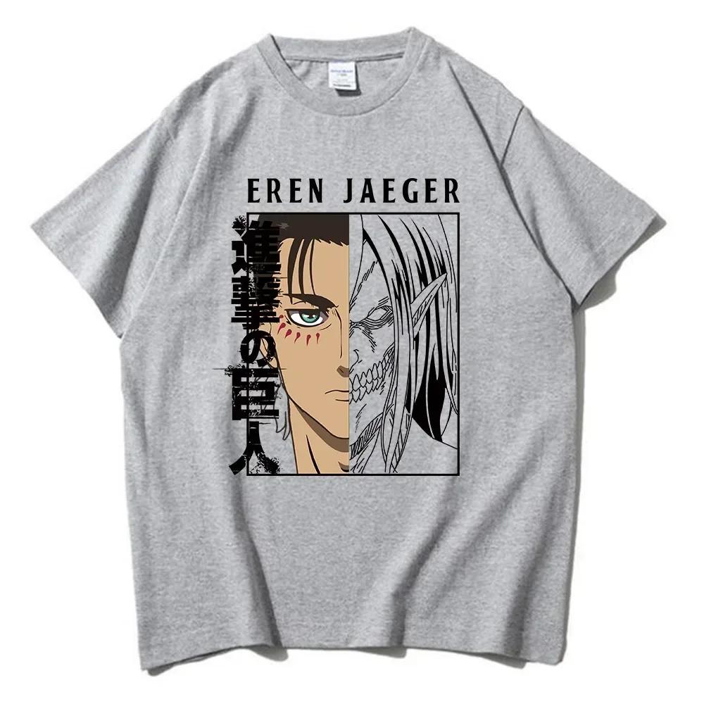 Eren Yeager Pattern Printed Top Anime Attack Titan T-shirt Women's Fashion Harajuku Cotton Round Neck Short Sleeve T-shirt