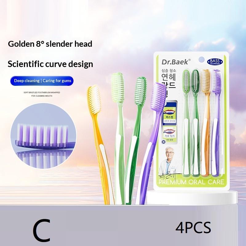 1/3/4Pcs Hard Bristle Long Large Head Toothbrush Color Random Deep Cleaning for Household Oral Care Set